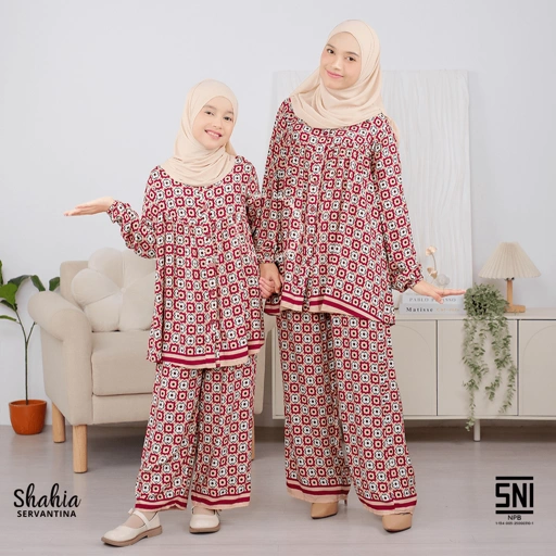 Image of Shahia Servantina - Alea Oneset Rayon Setelan Celana Anak Perempuan Couple Mom & Kids