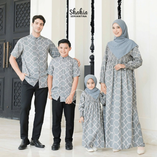 Image of Shahia Servantina -  Madani Sarimbit Famset Lebaran Gamis Dress Koko Couple Ayah Ibu Anak
