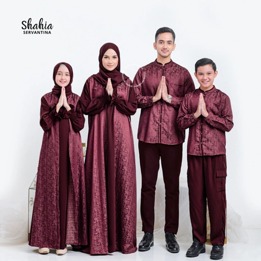 Image of Shahia Servantina - Akasia Famset Sarimbit Lebaran Dress Koko Couple Ayah Ibu dan Anak