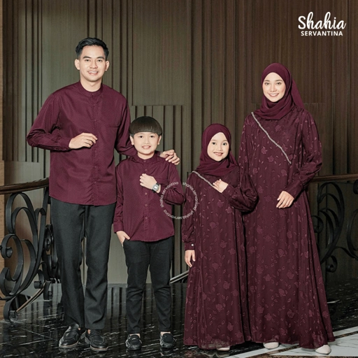 Image of Shahia Servantina - Dinara Sarimbit Famset Lebaran Family Set Gamis Couple Ibu dan Anak