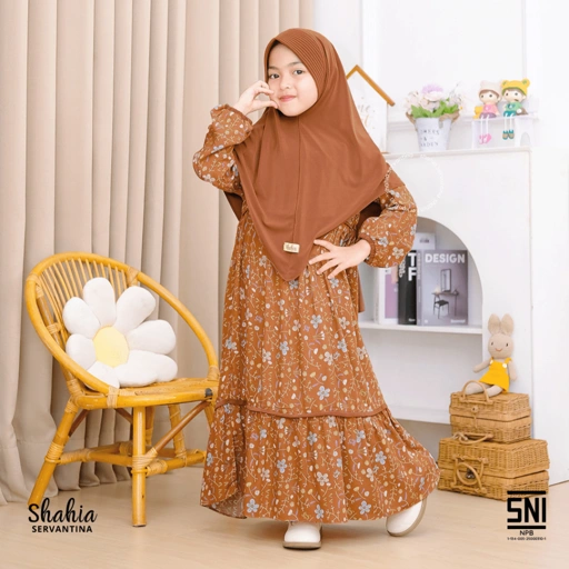 Image of Shahia Servantina - [Satu Set Jilbab] Viola Set Gamis Rayon Anak Perempuan Dress