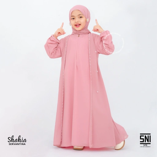 Image of Shahia Servantina - Delina Abaya Ceruty Tulle Set Dress Anak Perempuan Couple Mom & Kids