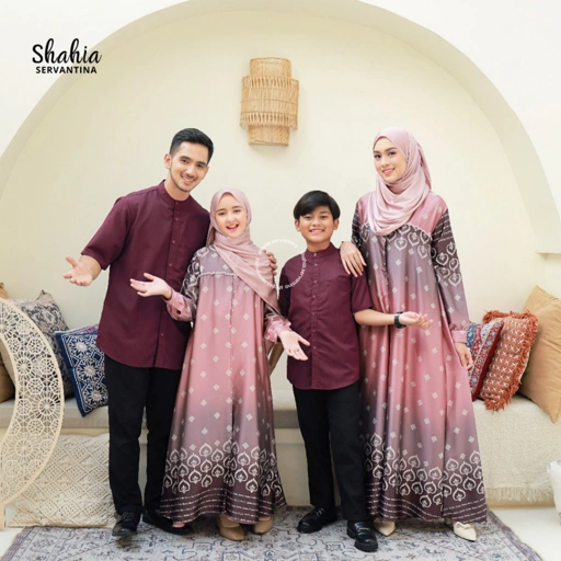 Image of Shahia Servantina - Seraya Sarimbit Lebaran Family Set Gamis Couple Ibu dan Anak