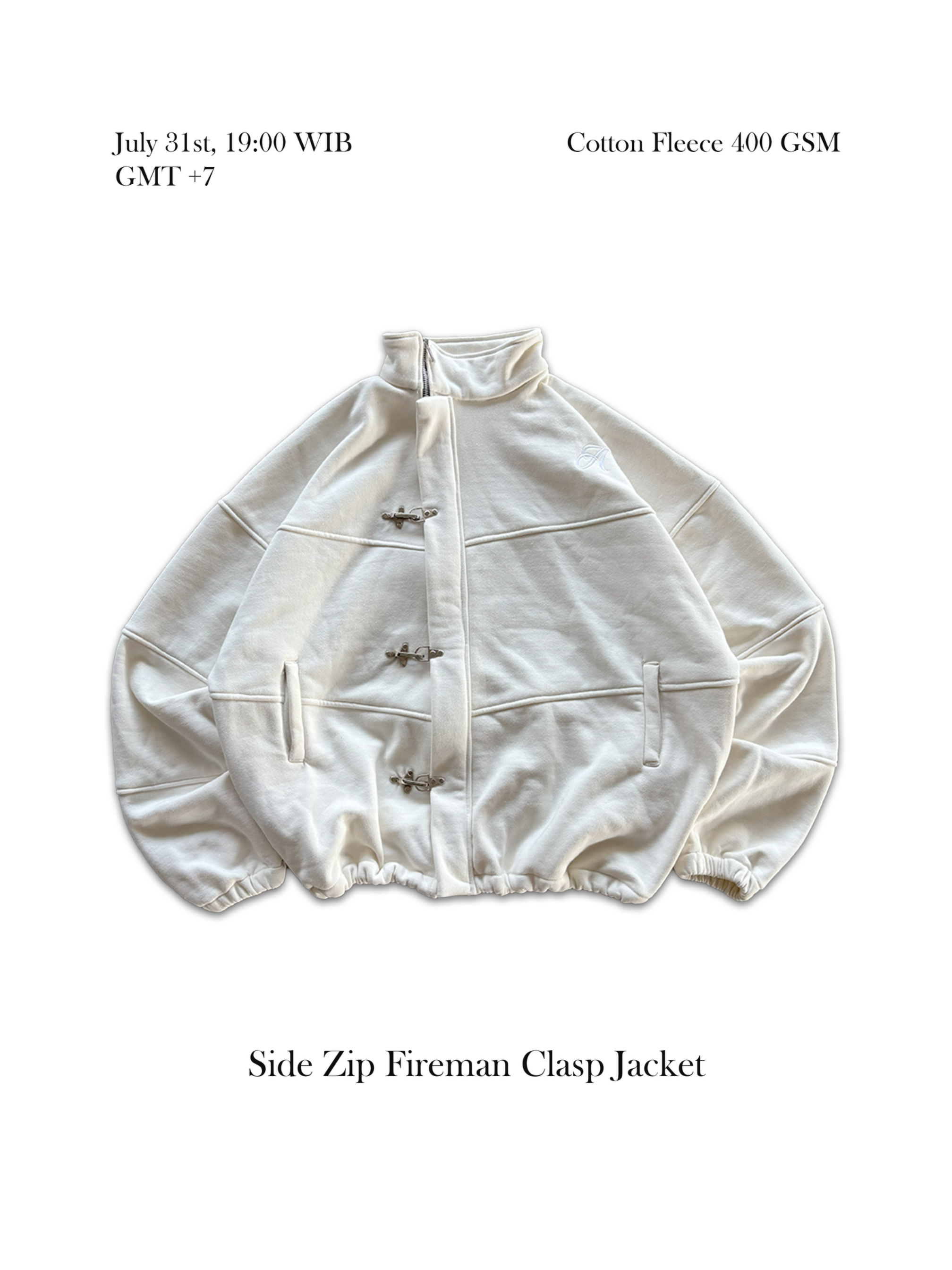 Authline Size Zip Fireman Clasp Jacket - Broken White - Authlinee