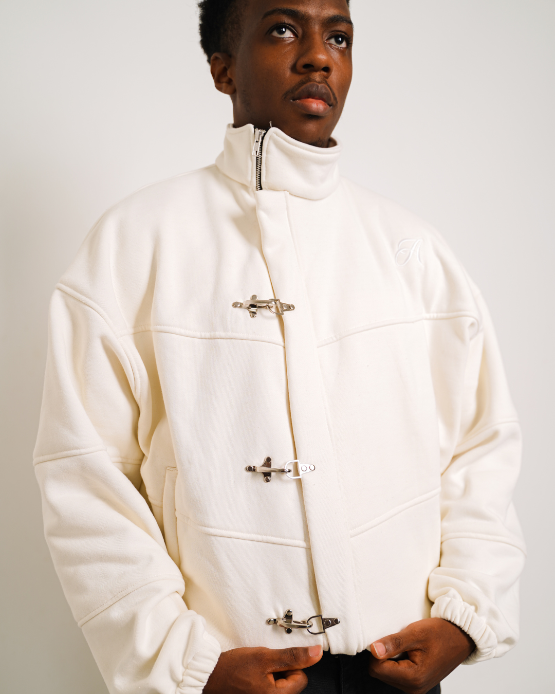 Authline Size Zip Fireman Clasp Jacket - Broken White - Authlinee
