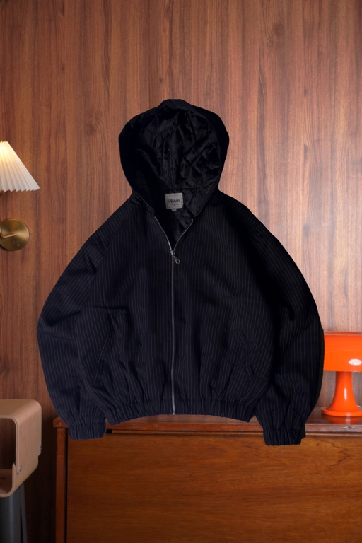 Image of AUTH Stripe Hoodie Zipper - Black Stripe
