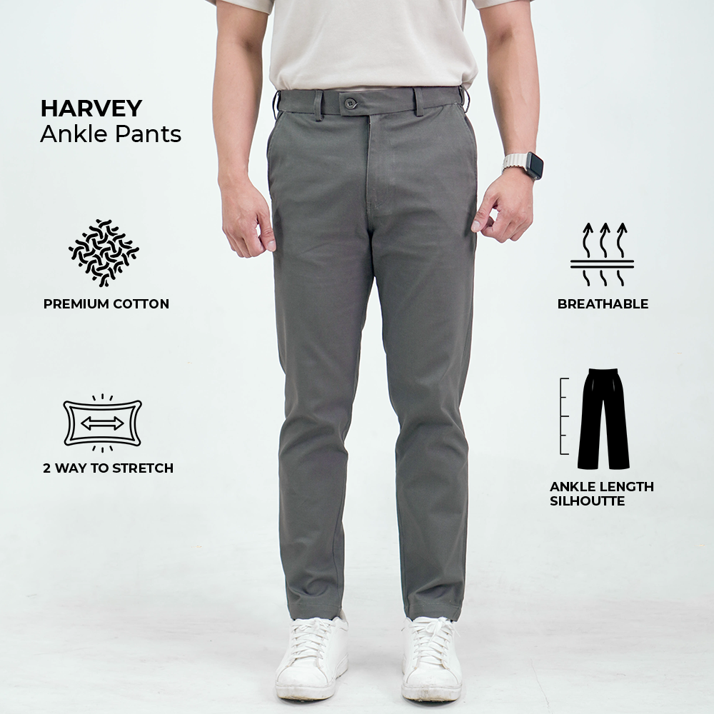 Celana Chino Ankle Pants Pria Slim Fit Harvey Premium Stretch Nyaman Kerja Casual