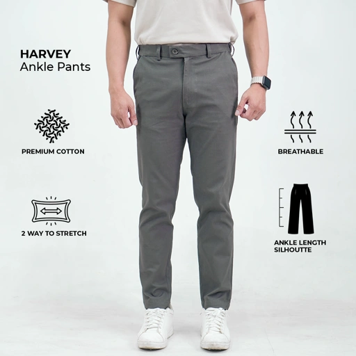 Celana Chino Ankle Pants Pria Slim Fit Harvey Premium Stretch Nyaman Kerja Casual