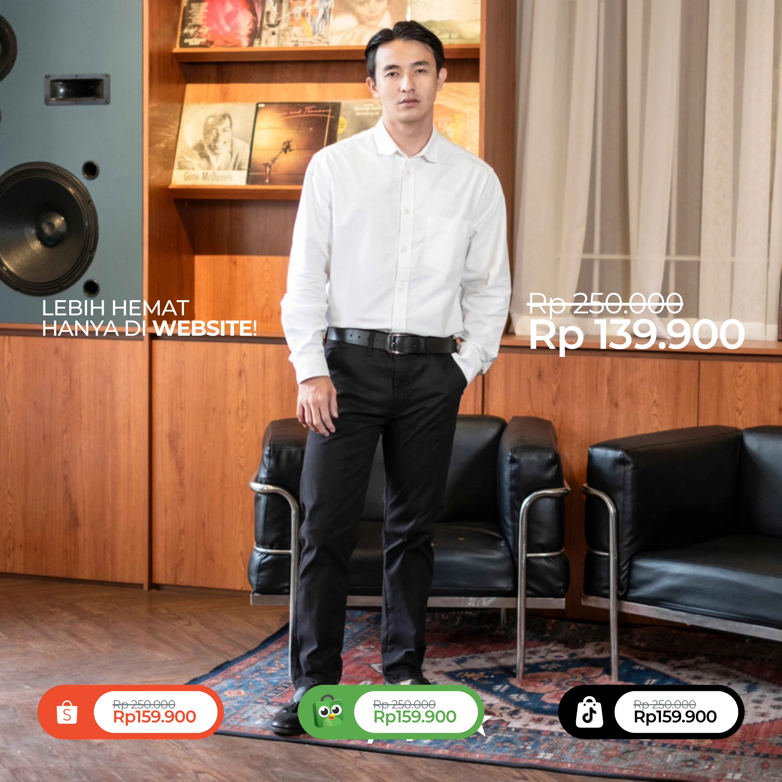 Celana Chino Panjang Pria Slimfit Stretch Aerio - Chino Long Pants