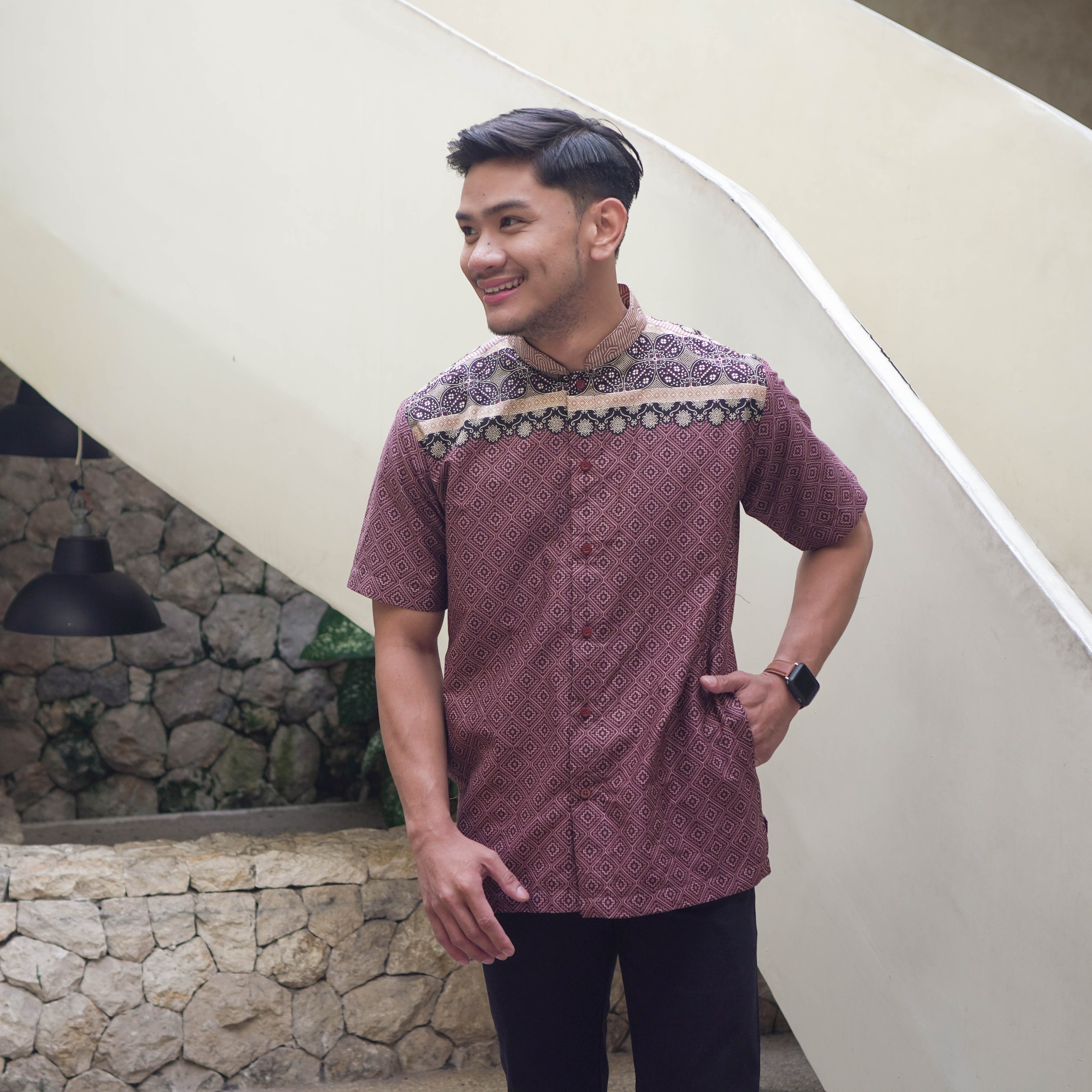 Baju Koko Pria Lengan Pendek Khalifa | Baju Koko Kemeja Batik
