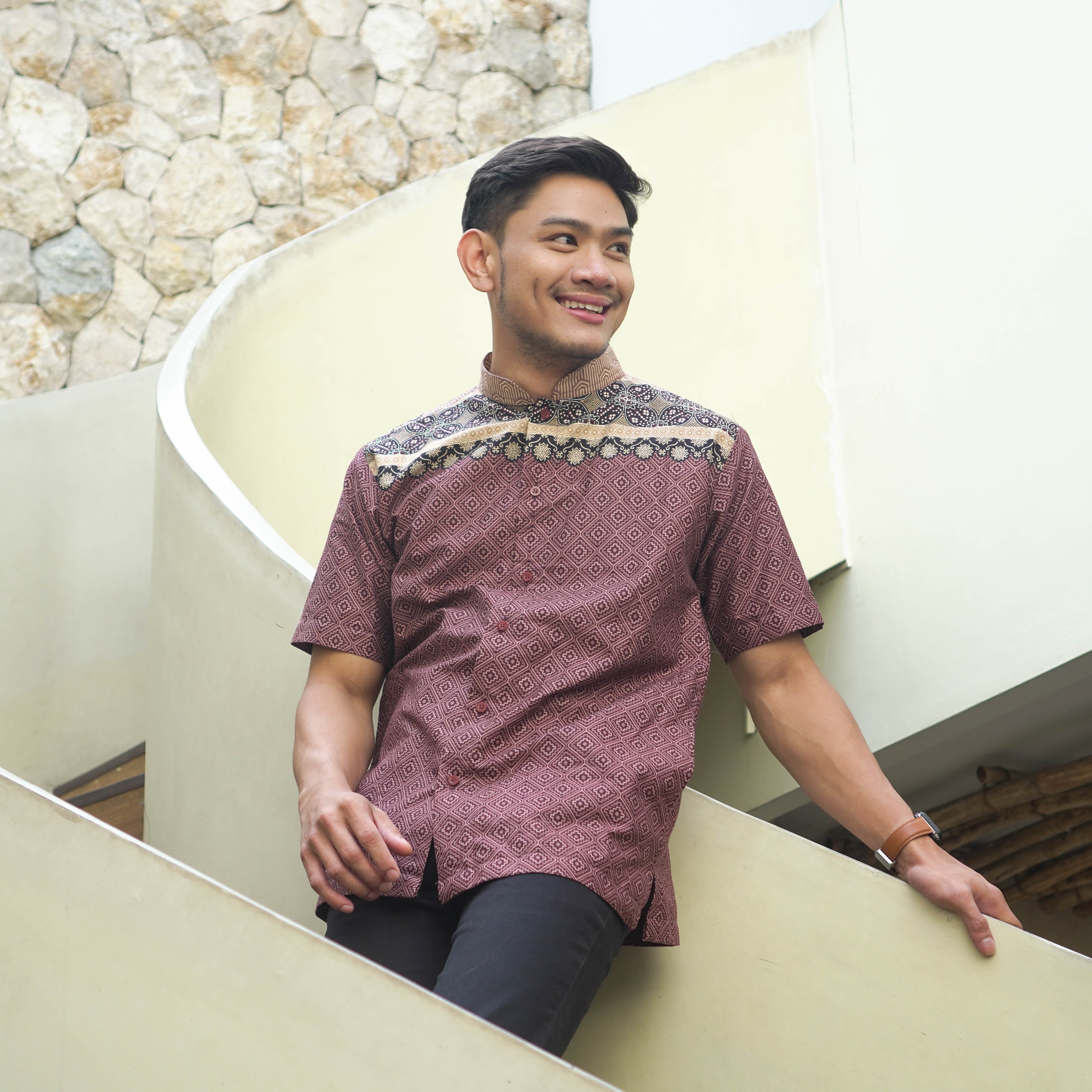 Baju Koko Pria Lengan Pendek Khalifa | Baju Koko Kemeja Batik