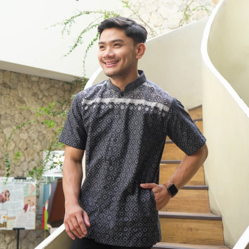 Image of BAPIN Baju Koko Pria Lengan Pendek Khalifa | Baju Koko Kemeja Batik