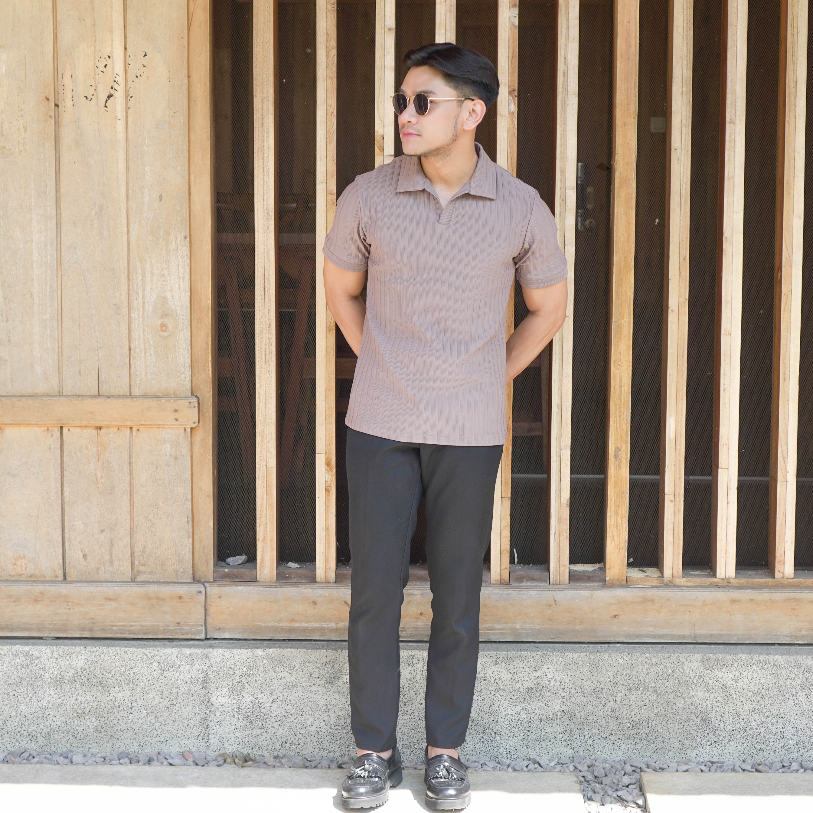 Kaos Polo Levian Knit Pria Lengan Pendek
