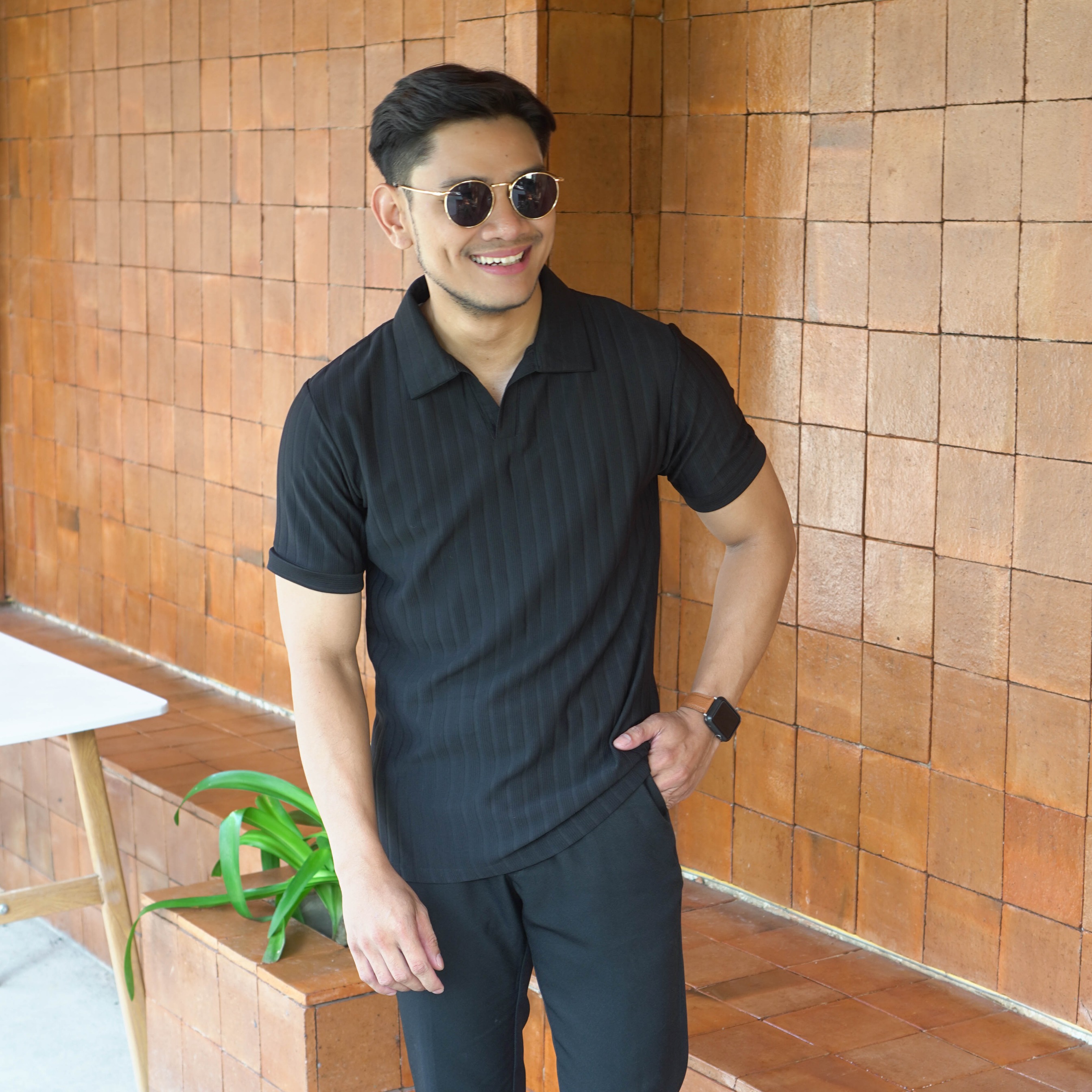 Kaos Polo Levian Knit Pria Lengan Pendek