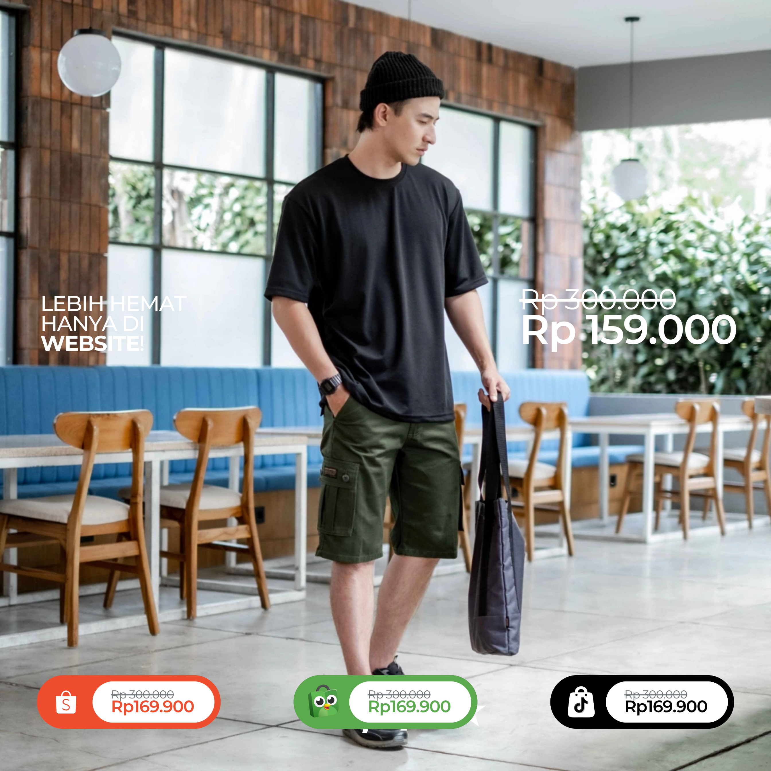 Celana Cargo Pendek Pria Iron - Short Cargo Pants