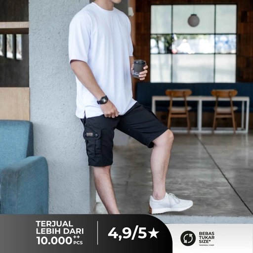 Image of Celana Cargo Pendek Pria Trinity Pinggang Karet - Short Cargo Pants