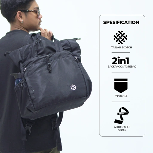 Image of Tas Ryvent Twoways Bag 2in1 Backpack & Totebag – Tas Laptop Kerja Kuliah Unisex Multifungsi