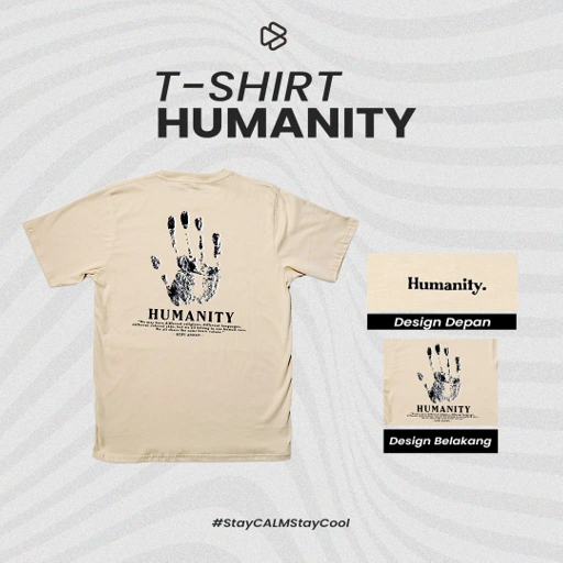 Image of T-Shirt Humanity Cream - Kaos Distro Pria Lengan Pendek