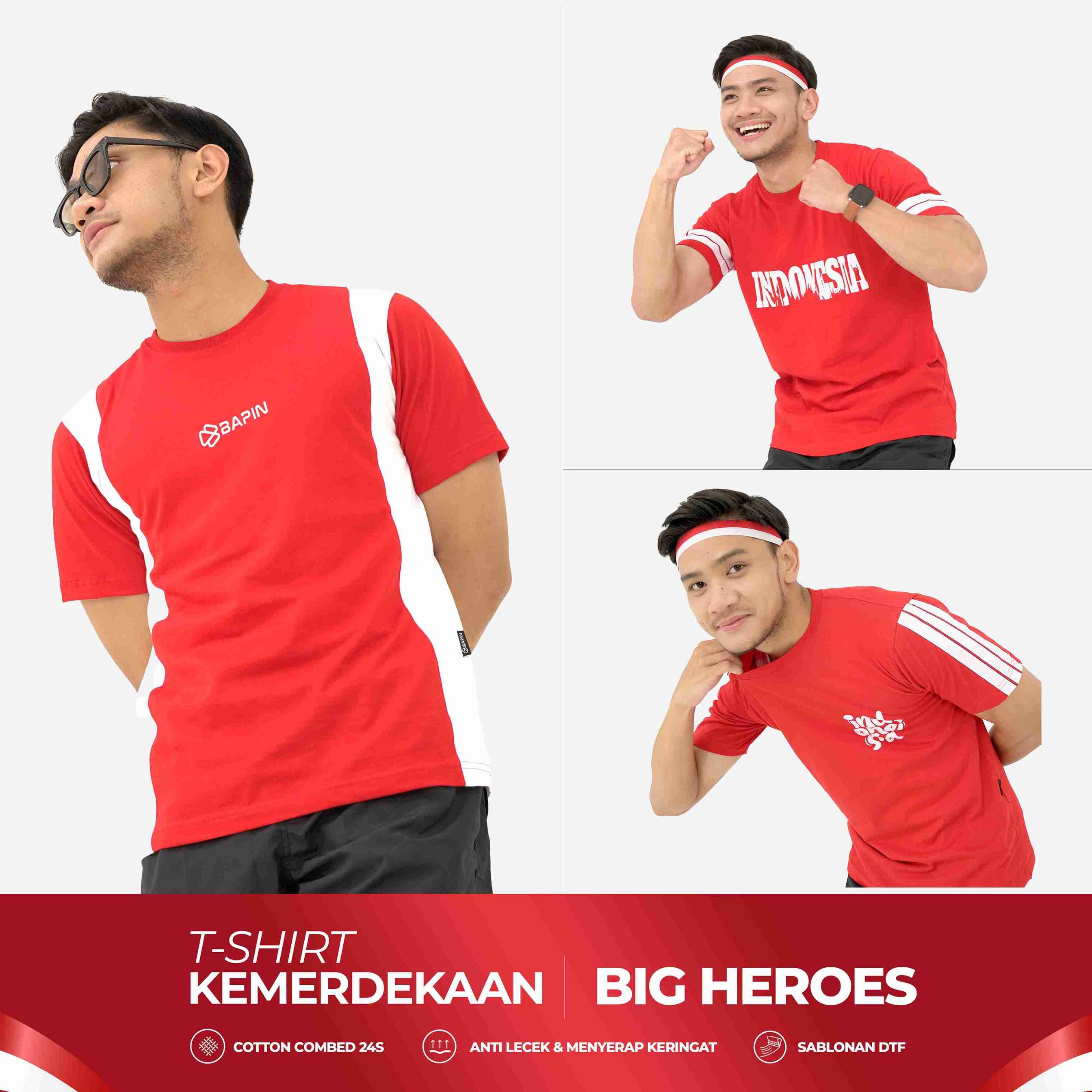 T-Shirt Kemerdekaan HUT RI Pria Wanita Big Heroes – Kaos Agustusan Merah Putih