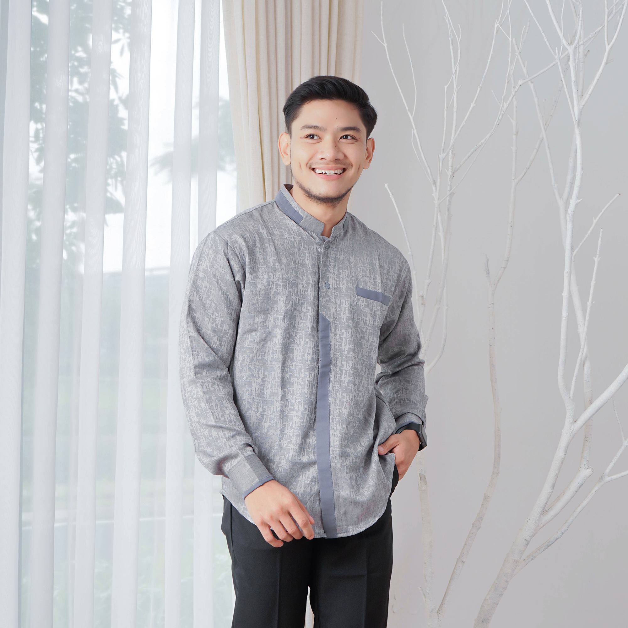 Baju Koko Pria Lengan Panjang Qavi - Kemeja Koko Baju Muslim Pria Dewasa