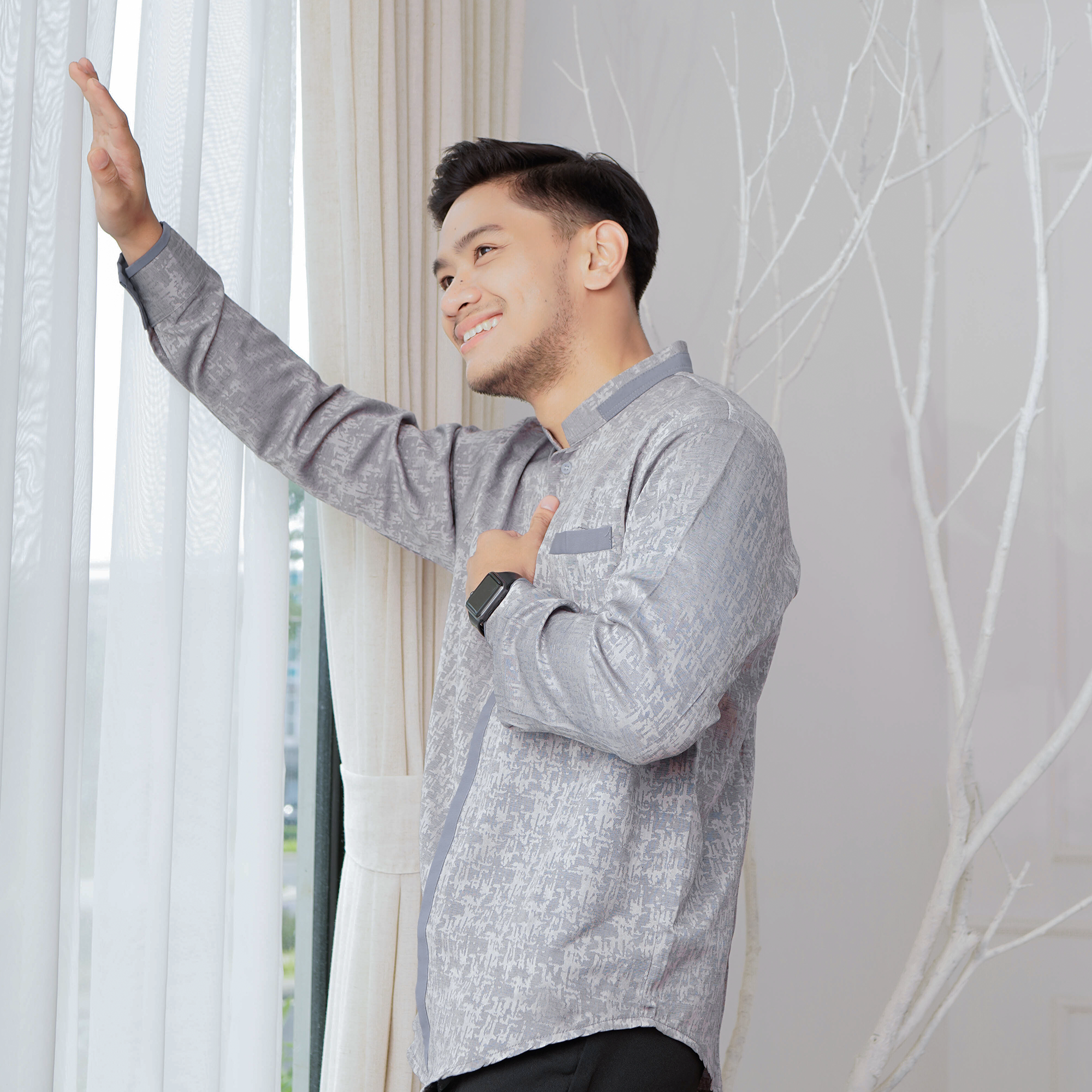 Baju Koko Pria Lengan Panjang Qavi - Kemeja Koko Baju Muslim Pria Dewasa