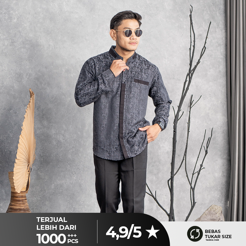 Baju Koko Pria Lengan Panjang Qavi - Kemeja Koko Baju Muslim Pria Dewasa