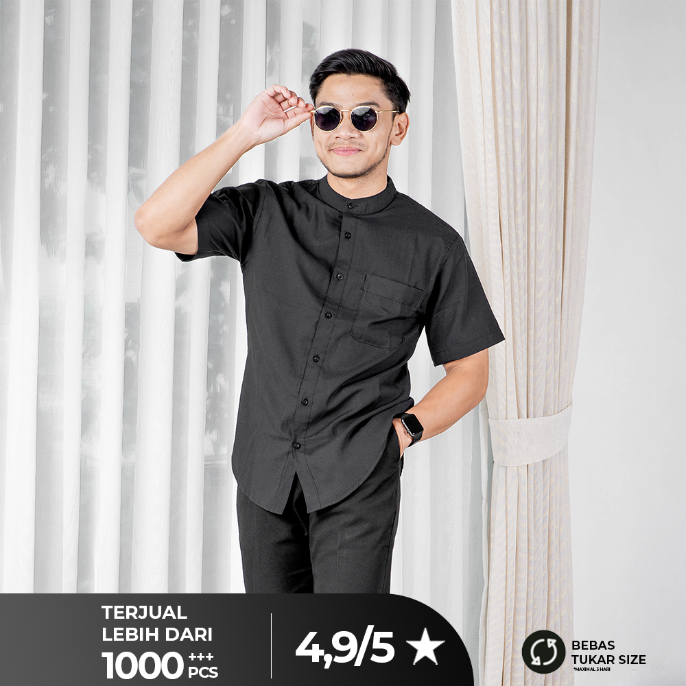 Kemeja Koko Pria Lengan Pendek Bahan Oxford Ryden - Kemeja Polos Basic Pria