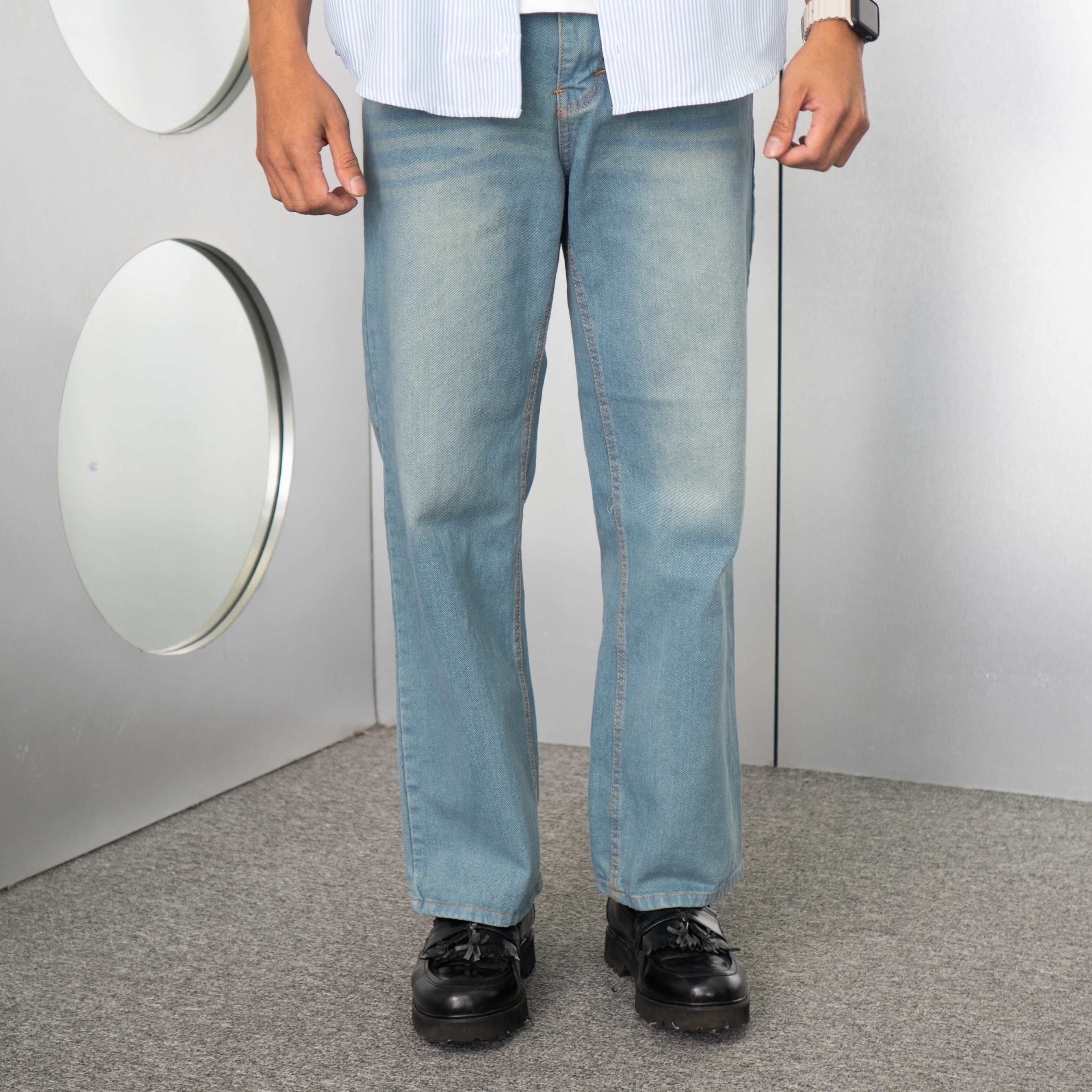 Celana Jeans Loose Fit Pria Saint - Basic Long Denim Loose Pants