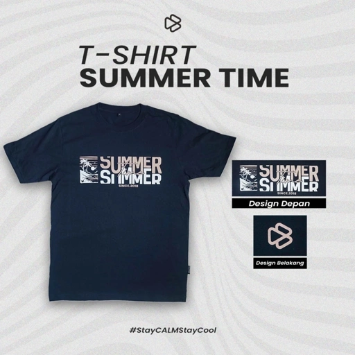 Image of T-Shirt Summer Time Navy - Kaos Distro Pria Wanita Lengan Pendek