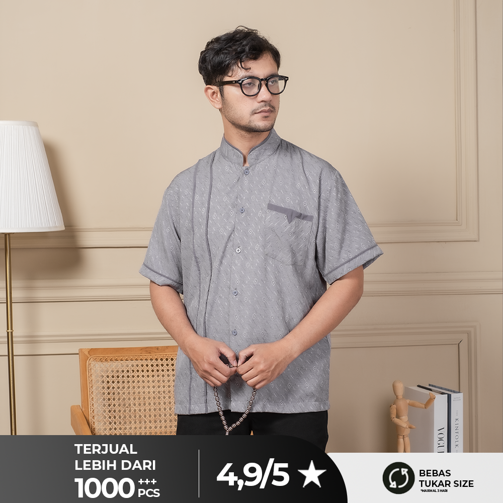 Baju Koko Pria Lengan Pendek Dewasa Zayn - Kemeja Koko Baju Pakaian Muslim Pria