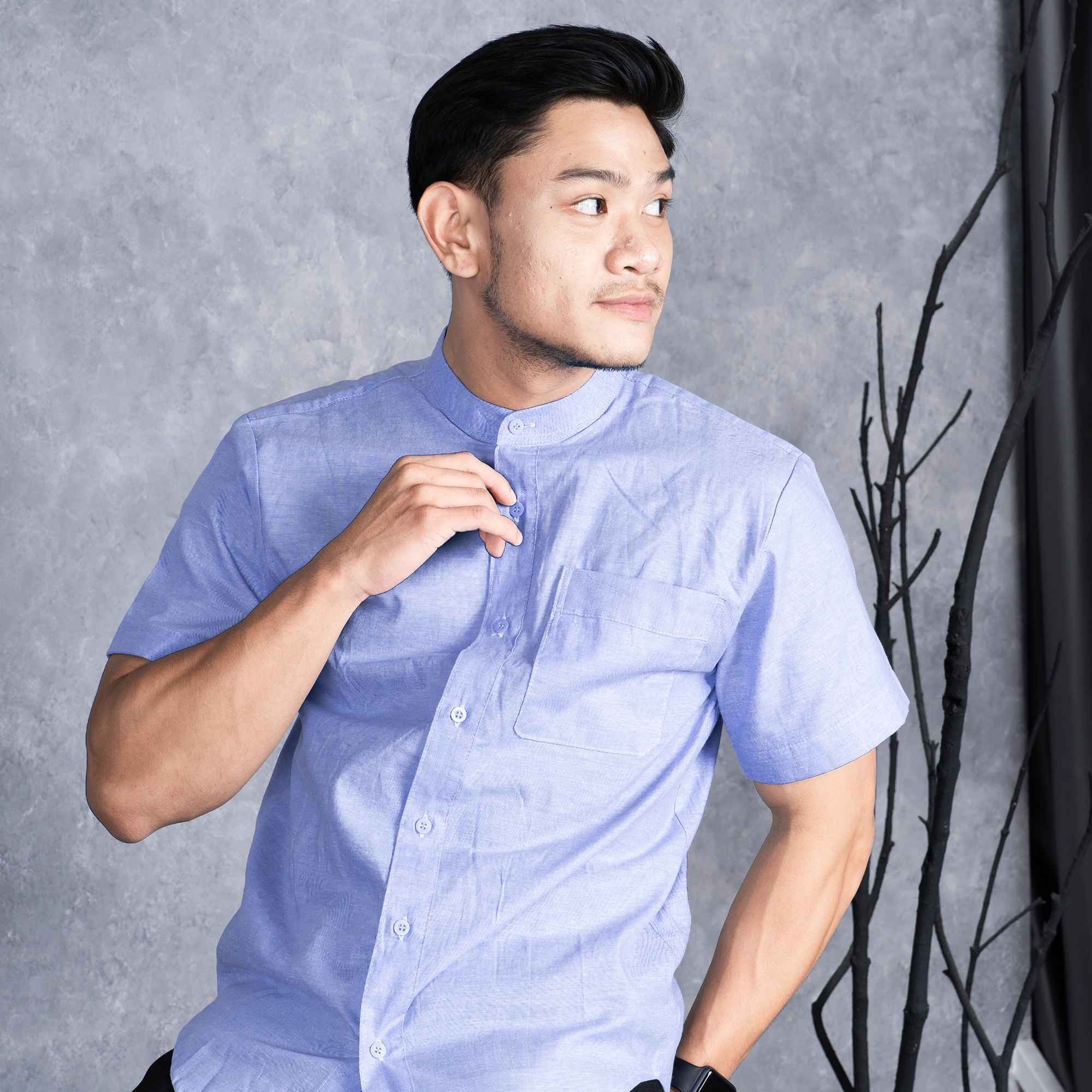 Kemeja Koko Pria Lengan Pendek Bahan Oxford Ryden - Kemeja Polos Basic Pria