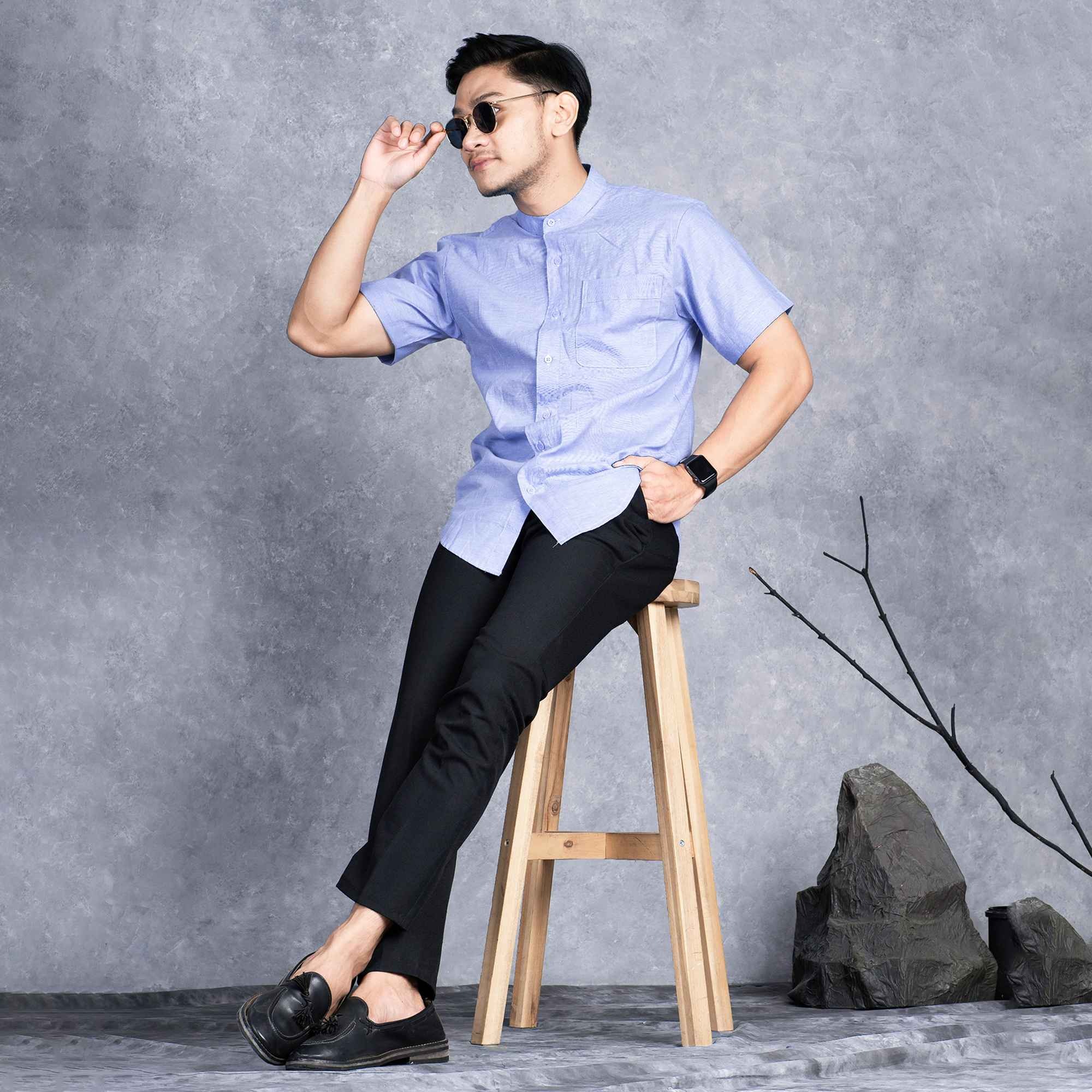 Kemeja Koko Pria Lengan Pendek Bahan Oxford Ryden - Kemeja Polos Basic Pria