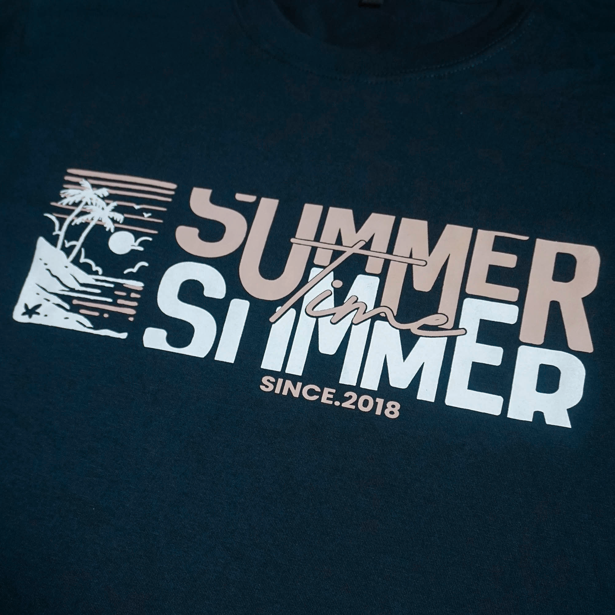 T-Shirt Summer Time Navy - Kaos Distro Pria Wanita Lengan Pendek