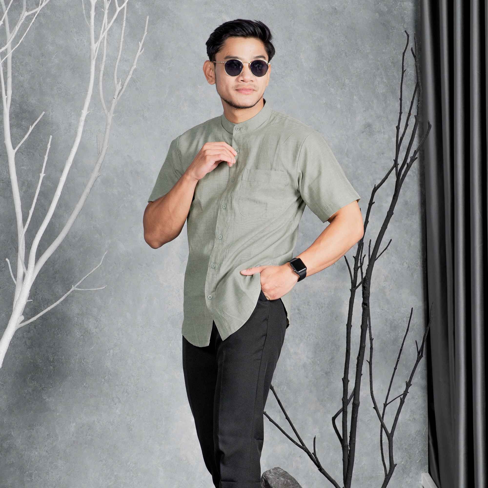 Kemeja Koko Pria Lengan Pendek Bahan Oxford Ryden - Kemeja Polos Basic Pria