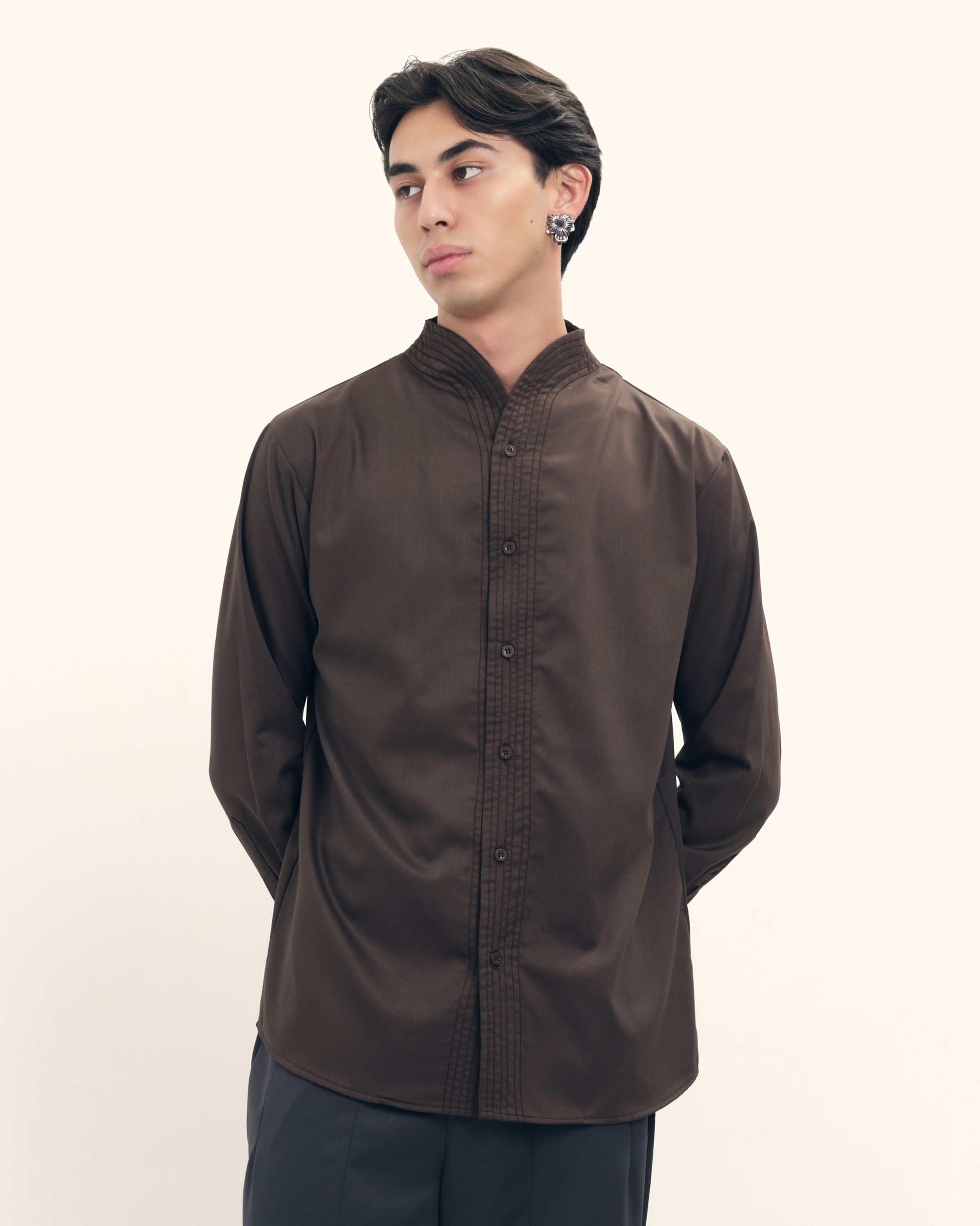   Chain Stitched Shirt in Silk Wool 
