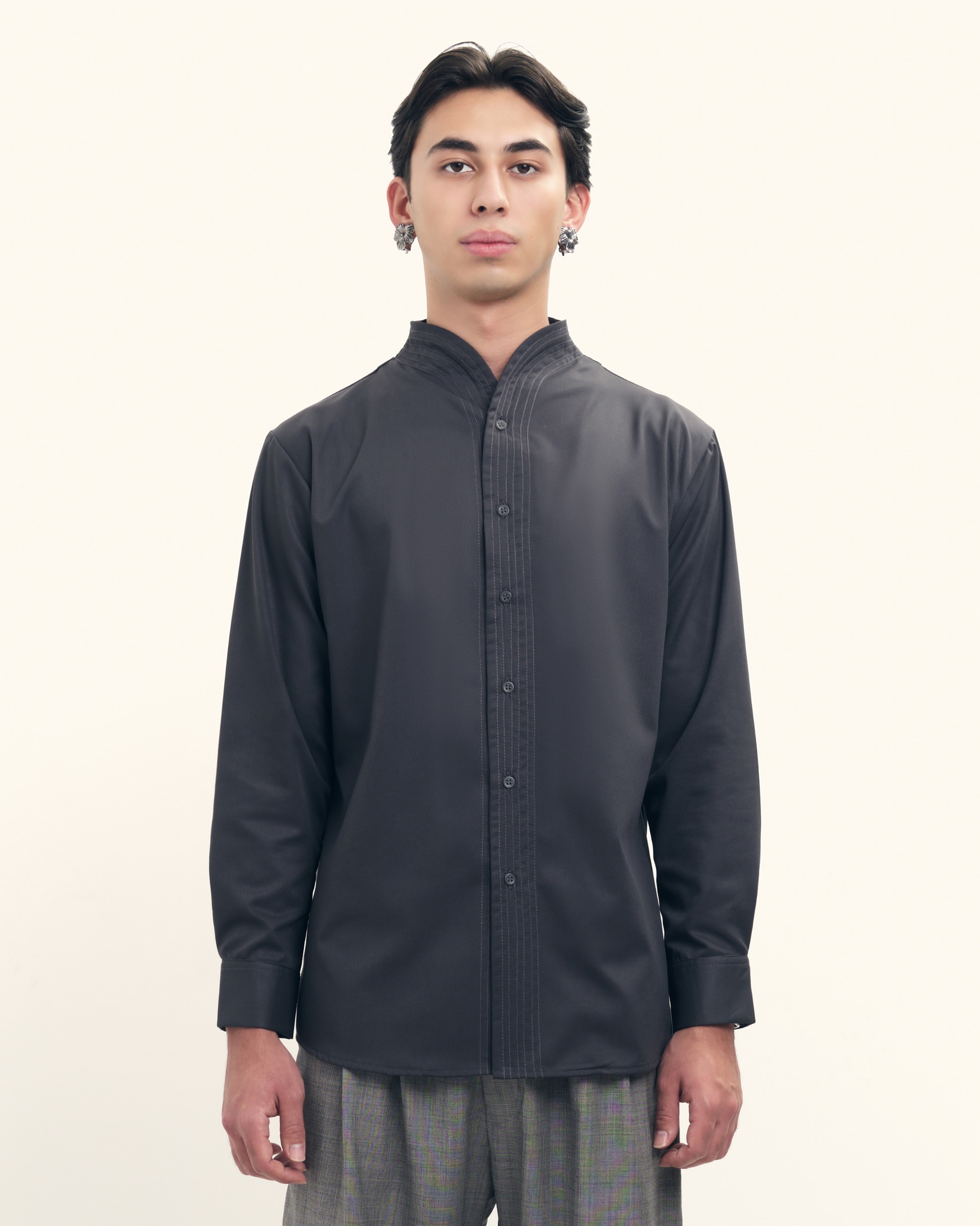  Chain Stitched Shirt in Silk Wool  