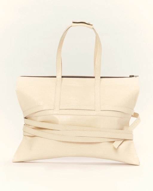 Image of Nawa White Croc Skin Bag