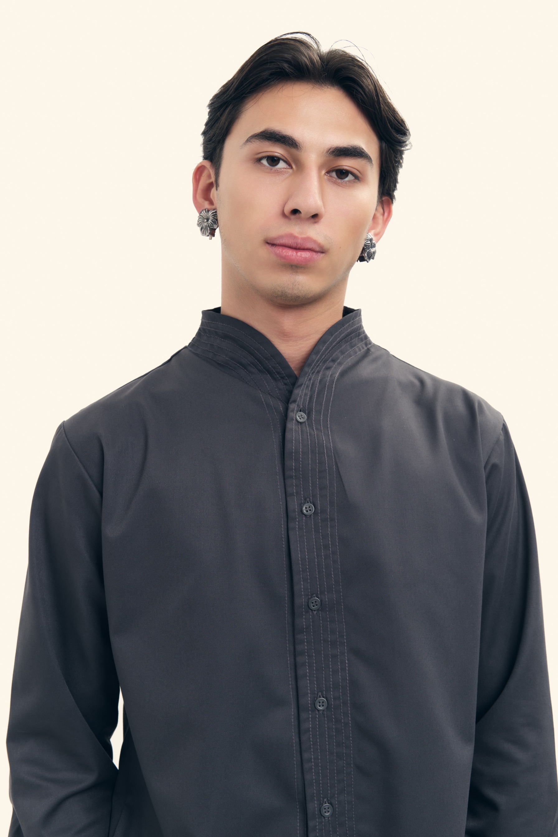  Chain Stitched Shirt in Silk Wool  