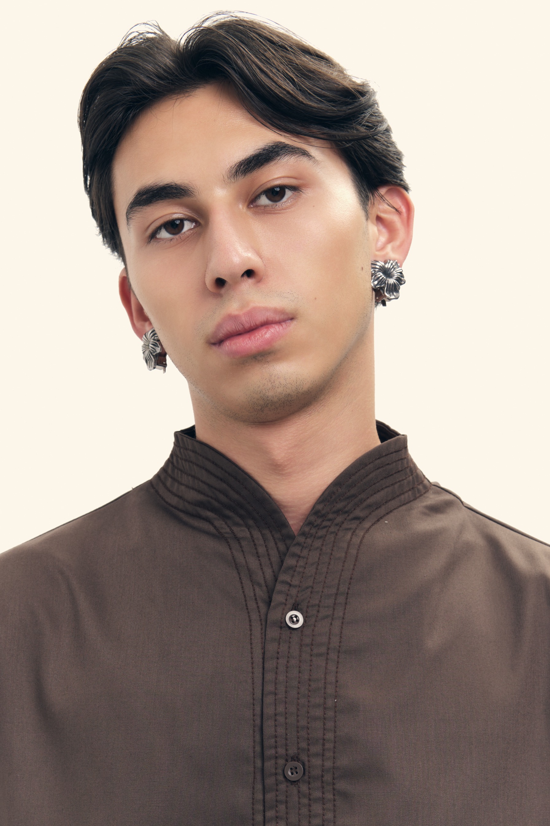   Chain Stitched Shirt in Silk Wool 
