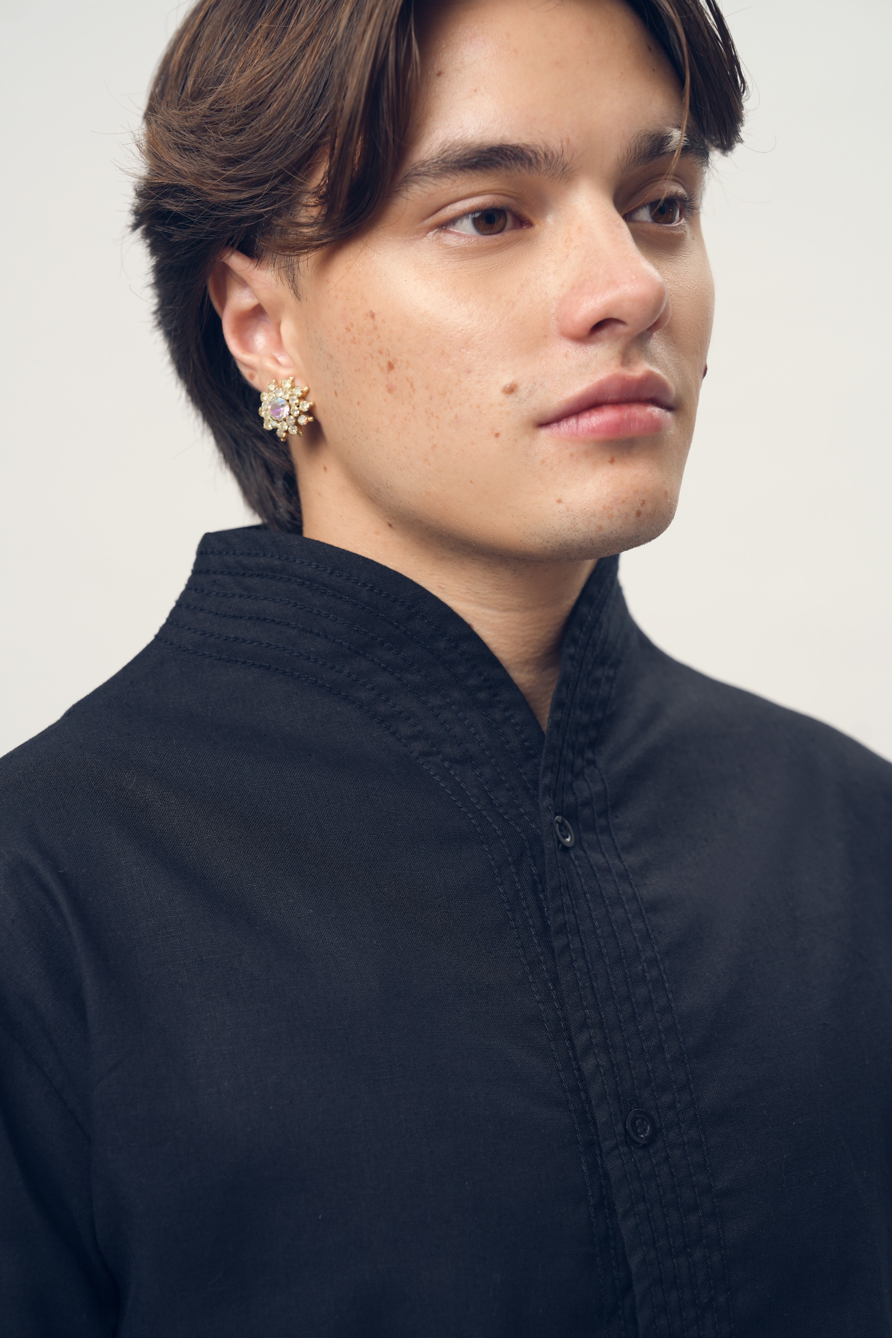 Chain Stitched Shirt in Silk Wool