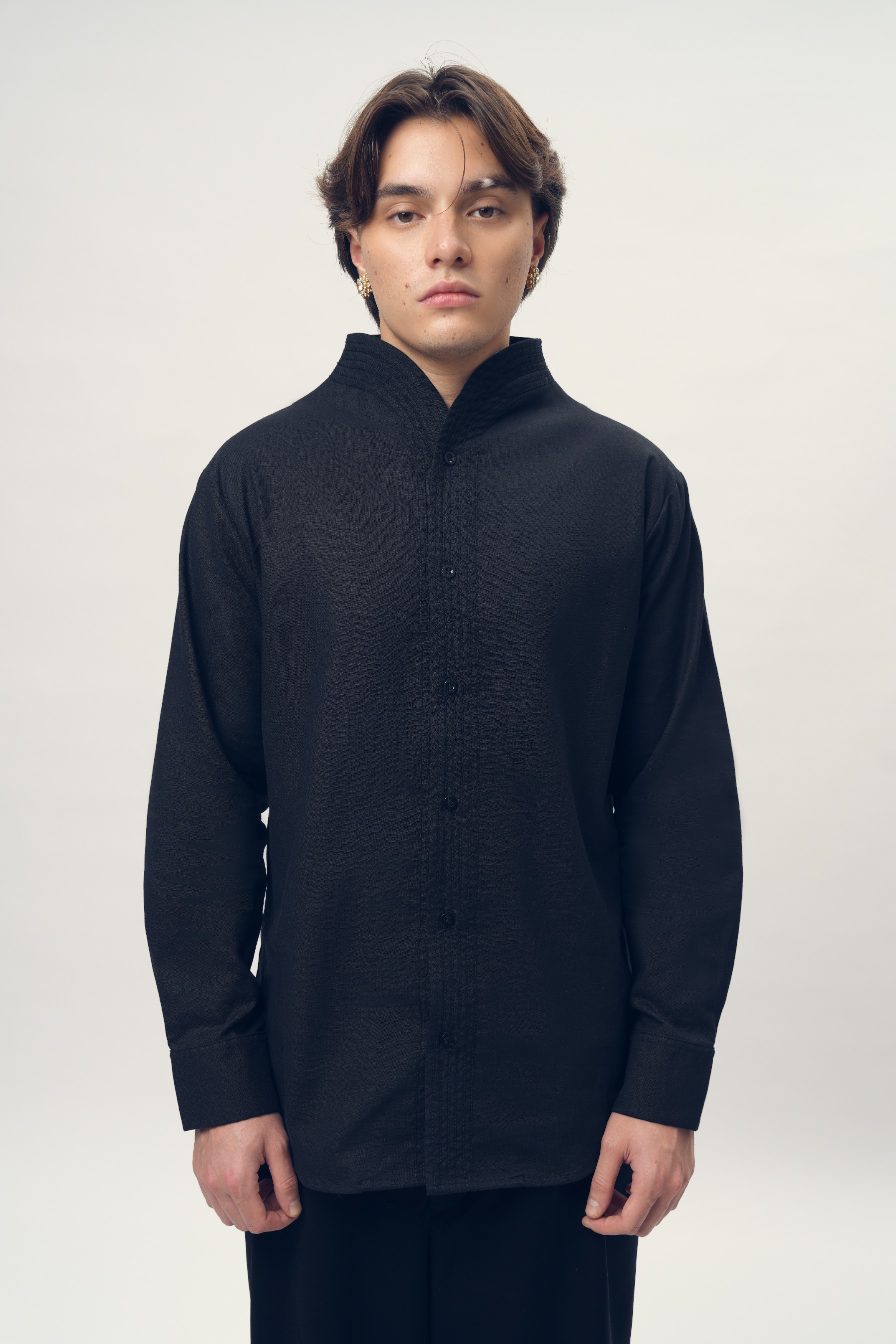 Chain Stitched Shirt in Silk Wool