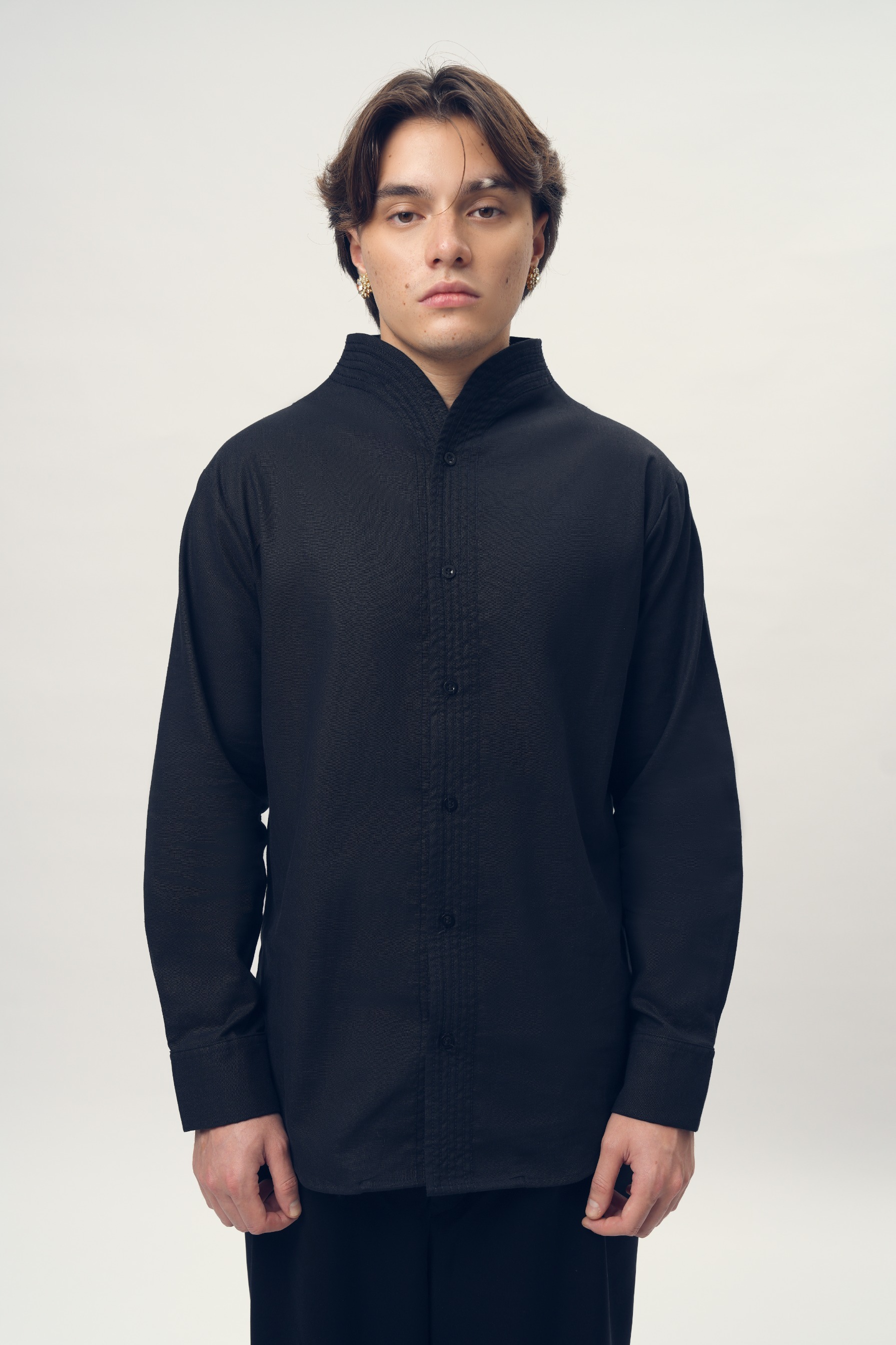 Chain Stitched Shirt in Silk Wool 