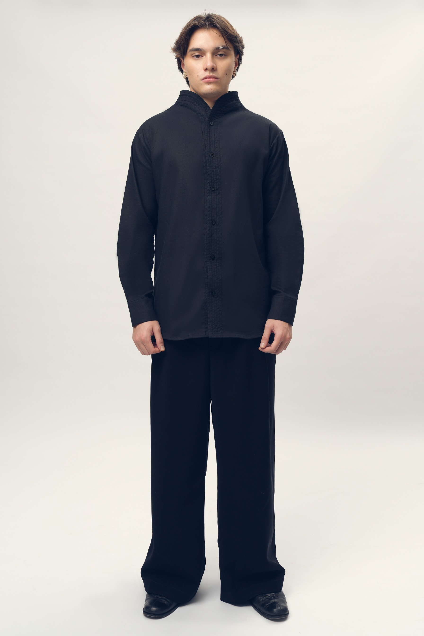 Chain Stitched Shirt in Silk Wool