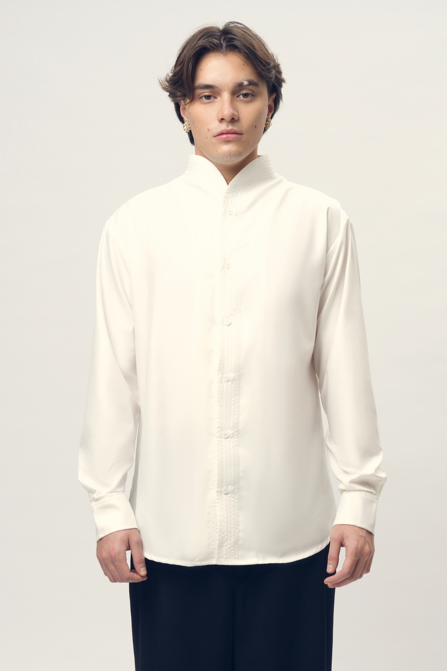 Chain Stitched Shirt in Silk Wool