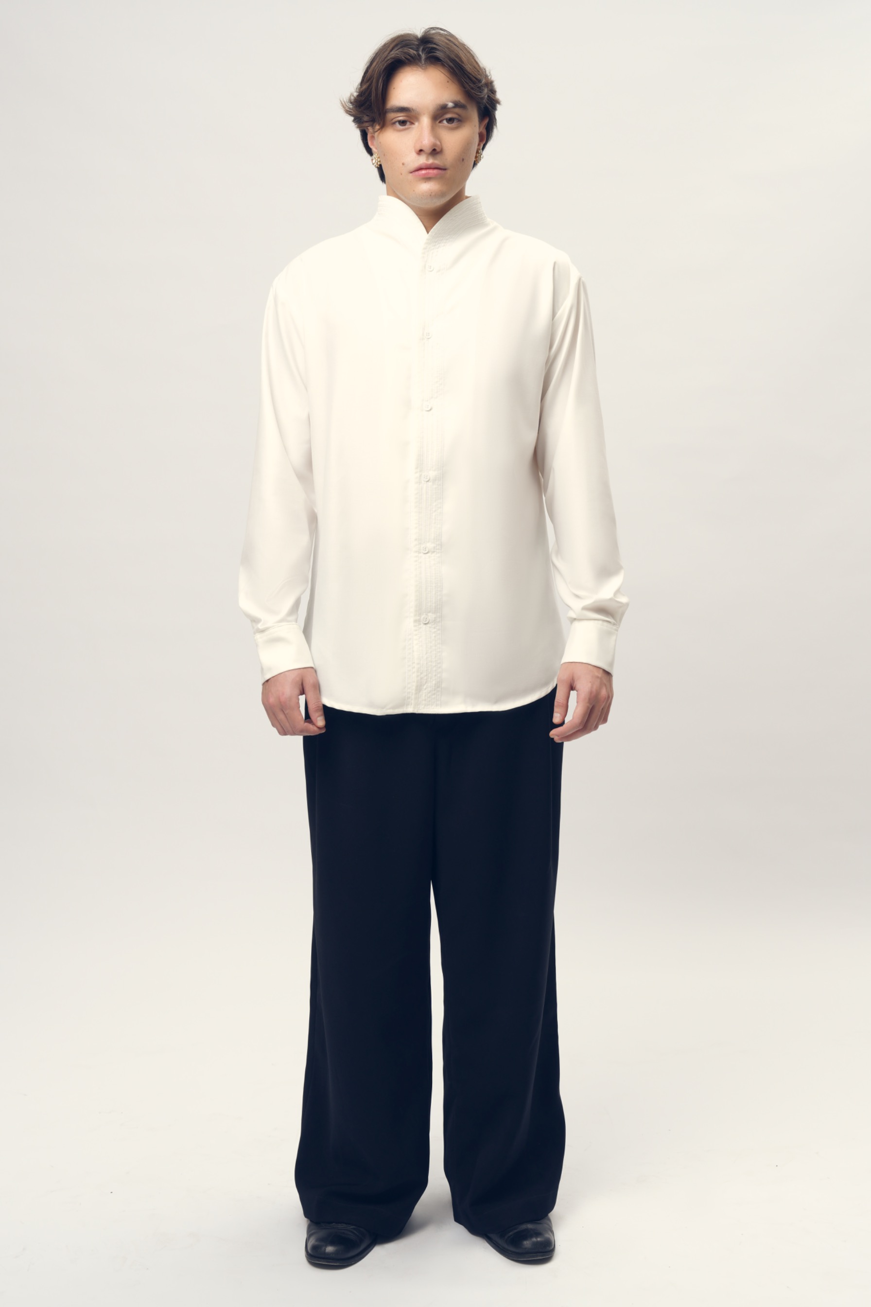Chain Stitched Shirt in Silk Wool