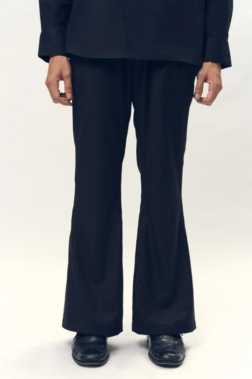 Image of Flared Trousers in Silk Wool 