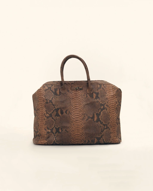 Image of Nawa Brown Snake Skin Bag