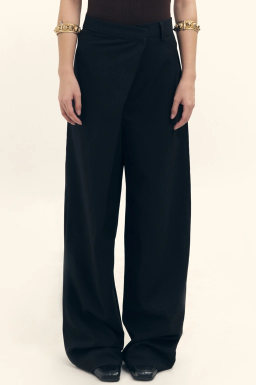 Asymmetrical Layered Pants in Wool