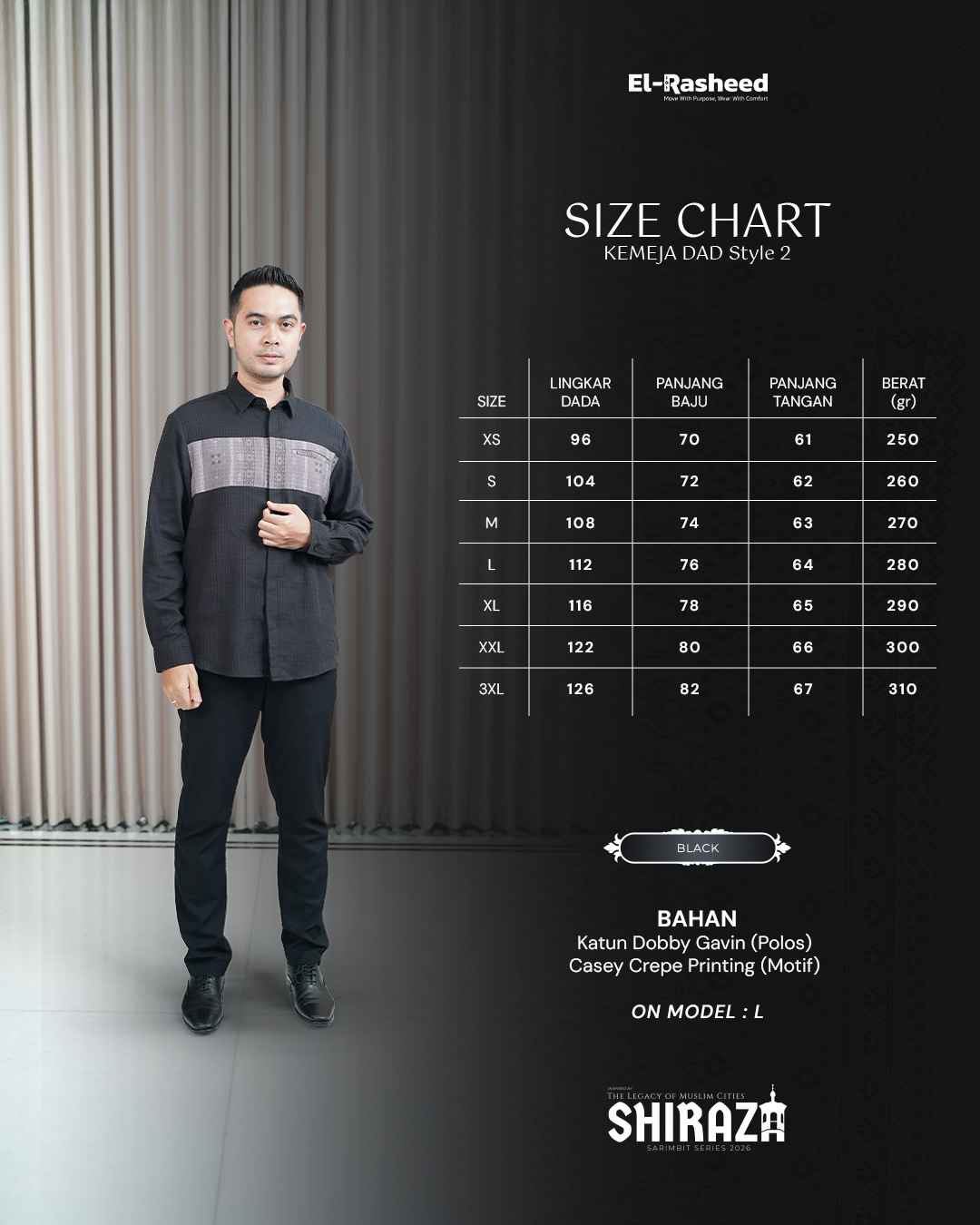KEMEJA SHIRAZA LENGAN PANJANG DEWASA GRADE B