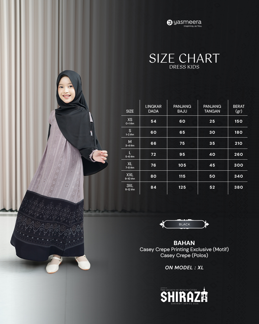 GAMIS SHIRAZA STYLE 1 ANAK GRADE B